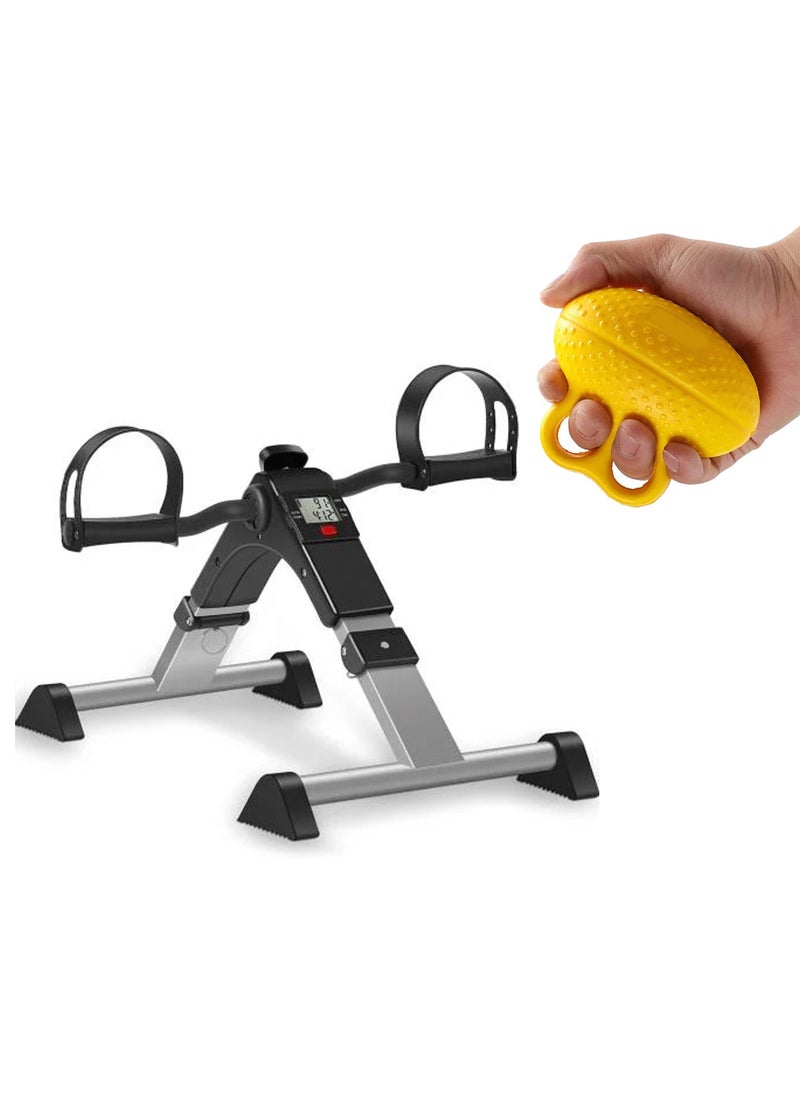 ALCOACH Mini Exercise Bike with Digital Monitor Portable Exercise Bike Pedals under Desk Mini Cycle Bike for Legs And Arms Exerciser with Hand Grip  - Image 1