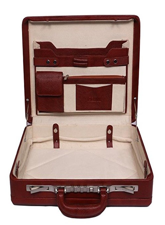 OBANI Genuine Leather Expandable Briefcase Tan. Dimensions: 18" x 4" x 12.50" (L x W x H) - Image 2