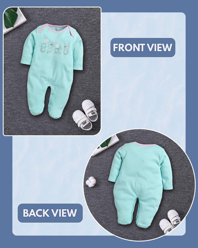 Baby Go 100% Cotton Rompers for Newborns - Pack of 2 (Pink & Mint) - Image 3