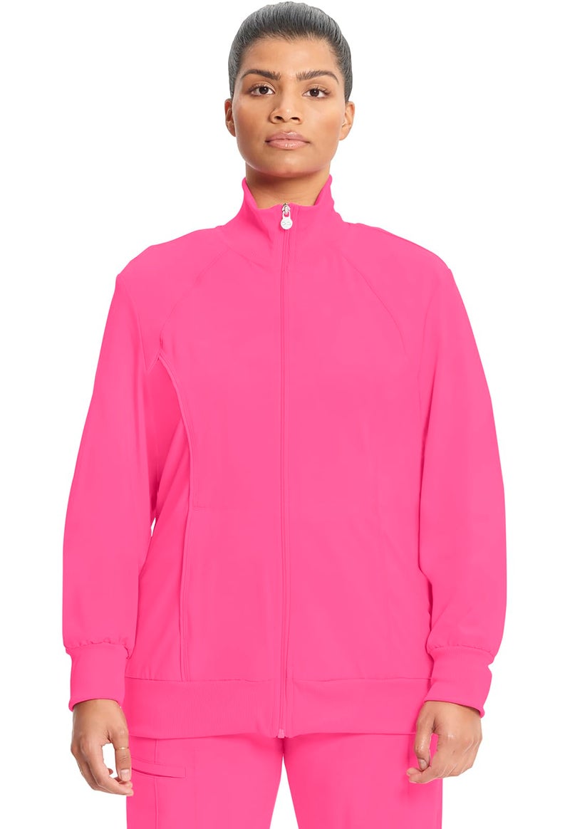 Cherokee Infinity Zip Front Scrub Jackets for Women 4Way Stretch Fabric 2391A M Carmine Pink
