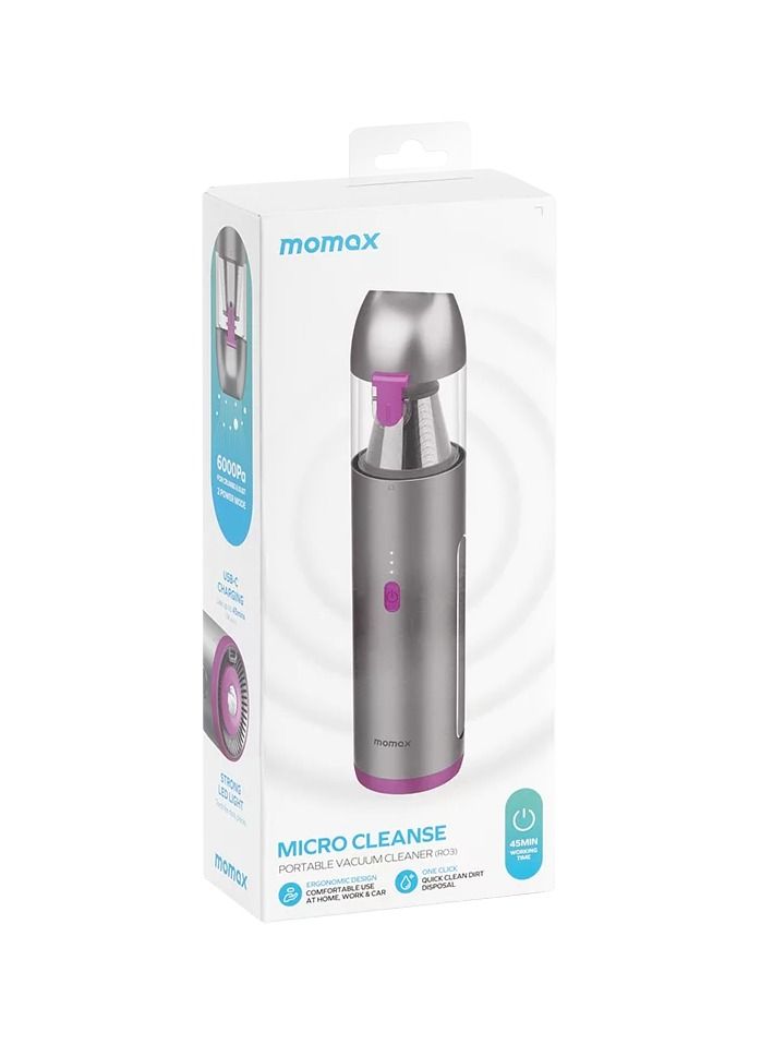 Momax Micro Cleaner Compact Cordless Vacuum 6000pa - Gray - Image 3