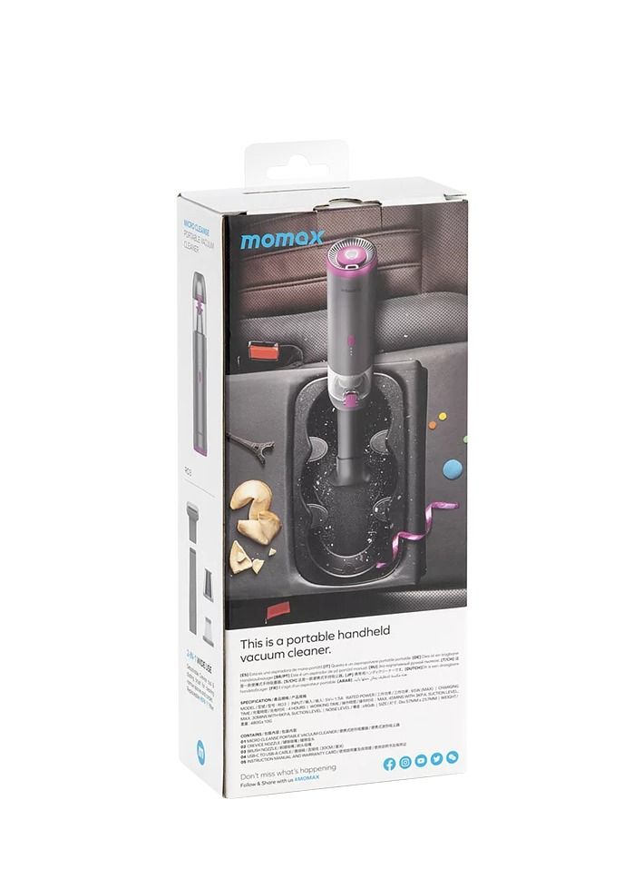 Momax Micro Cleaner Compact Cordless Vacuum 6000pa - Gray - Image 4