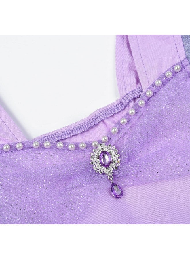 JerrisApparel Little Mermaid Costume For Girls Princess Dress Cosplay Role Play Outfit Accessories (Purple With Accessories 56 Years) - Image 4