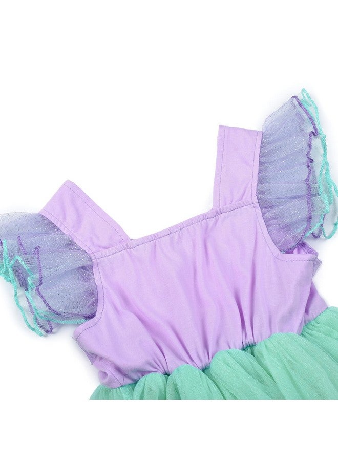 JerrisApparel Little Mermaid Costume For Girls Princess Dress Cosplay Role Play Outfit Accessories (Purple With Accessories 56 Years) - Image 5