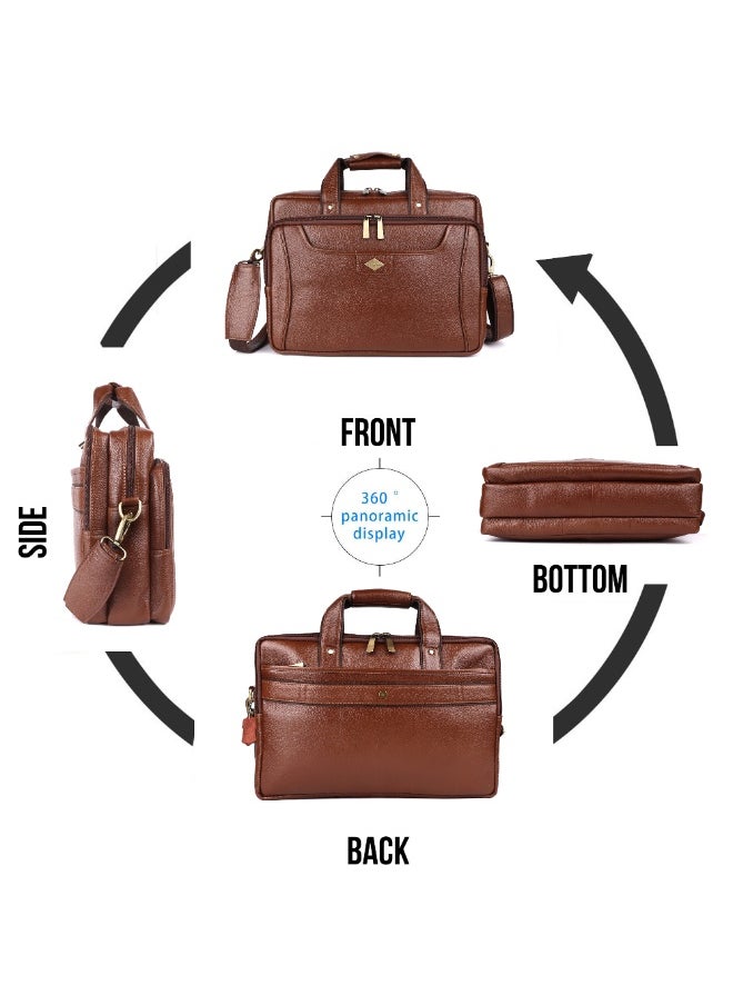 LAVERI LEATHER LAVERI Laptop Bag for Men - Leather Messenger Bag for Office - Fits up to 15 Inch Laptop - Shoulder Bag with Multiple Compartments - Executive Leather Bag for Work/Travel/Casual  - 2818  - Image 2