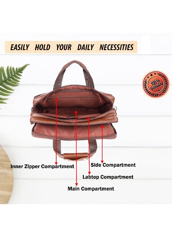 LAVERI LEATHER LAVERI Laptop Bag for Men - Leather Messenger Bag for Office - Fits up to 15 Inch Laptop - Shoulder Bag with Multiple Compartments - Executive Leather Bag for Work/Travel/Casual  - 2818  - Image 4