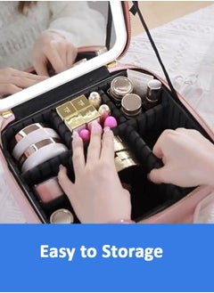 Bonita Makeup Bag With Mirror and 3 Color LED Light, Travel Cosmetic Train Case Organzier With Adjustable Dividers Makeup Storage Waterproof Portable Bag For Women Gift  - Image 3