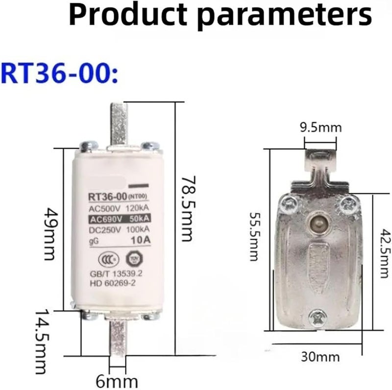 RT36 00 NT00 25A قاعدة مقاومة خزفية قلب فيوز RT36 2 RT36 1 RT36 3 - Image 4