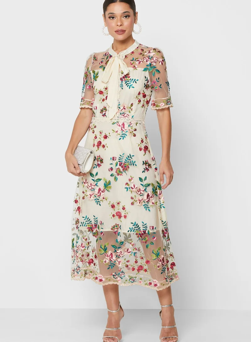Ella Limited Edition Floral Embroidered Midi Dress