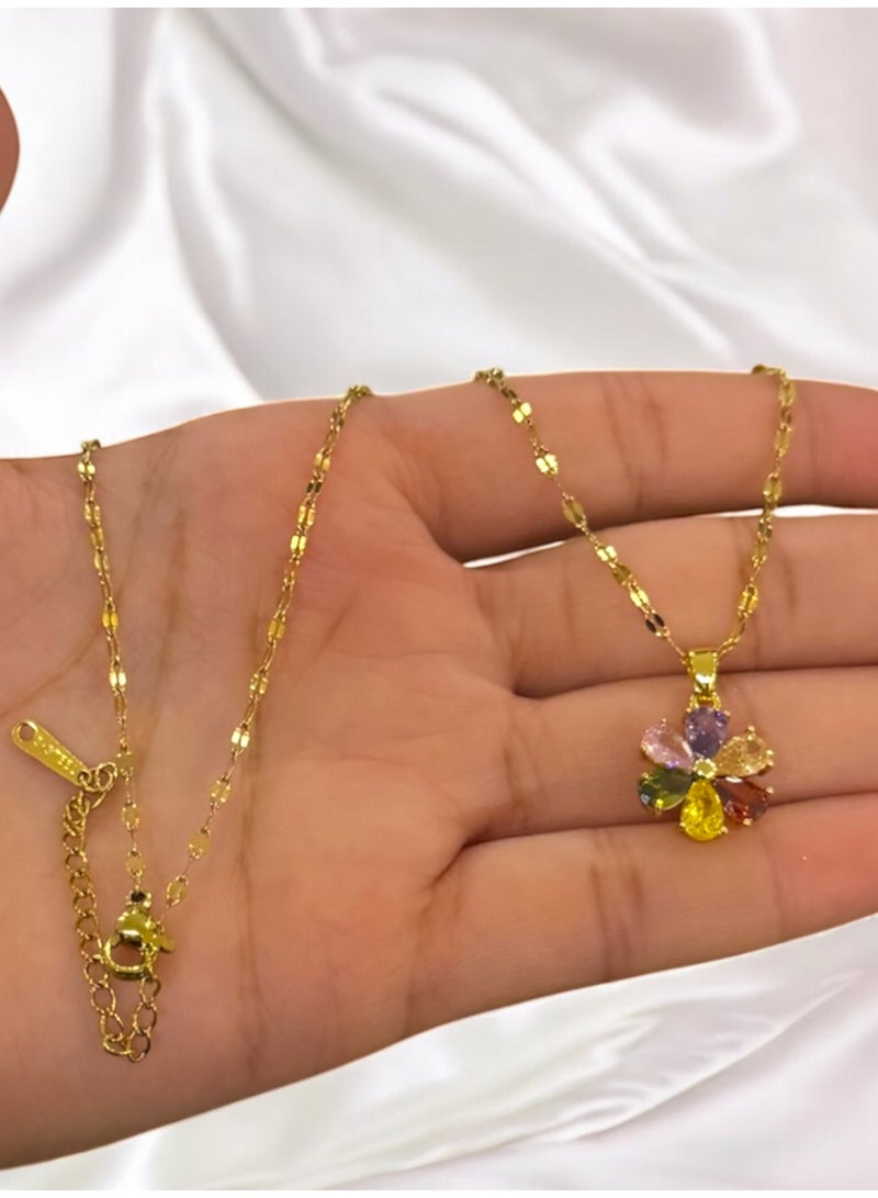 سلسال نسائي أنيق وعالي الجودة من الاستانلس ستيل مطلي باللون الذهبي - Image 5