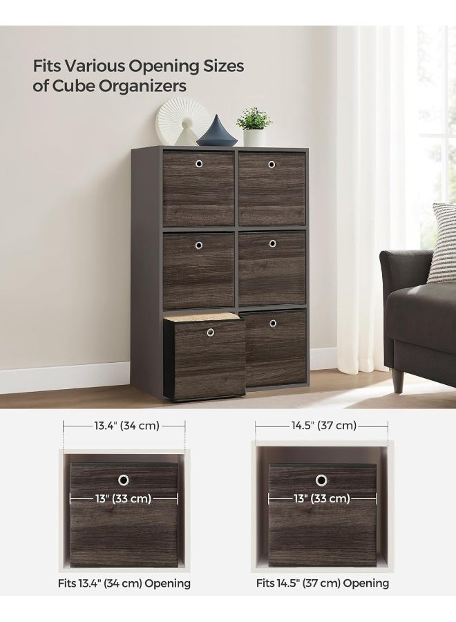 SONGMICS صناديق تخزين SONGMICS، مجموعة من 6 صناديق تخزين مع مقابض، مصنوعة من قماش أكسفورد القابل للطي وقماش غير منسوج، صناديق تخزين بحجم 13 × 13 × 13 بوصة، تناسب وحدات تخزين مكعبة، بني كستناء - Image 5