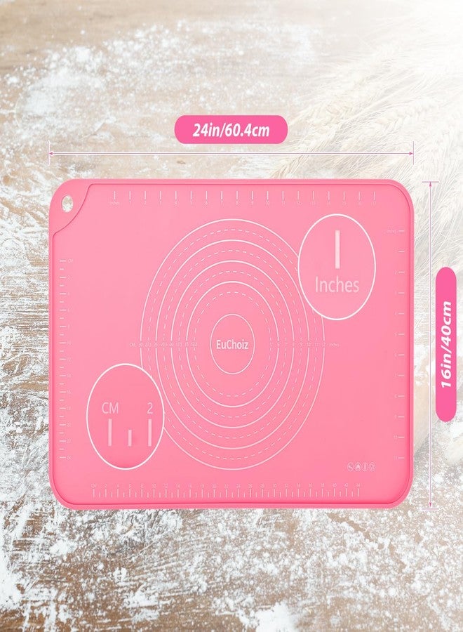 EuChoiz Silicone Pastry Mat 24"*16" Extra Thick Non Stick Baking Mat Food Grade Silicone Dough Rolling Bake Mat with Edge Heightening Pink - Image 4