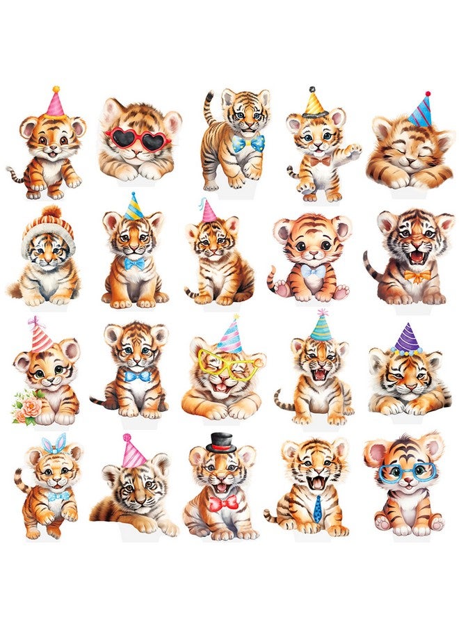 umoni Tiger Cupcake Toppers - 48Pcs Tiger Party Cupcake Picks & Cake Toppers for Safari Jungle Party Supplies - Image 1