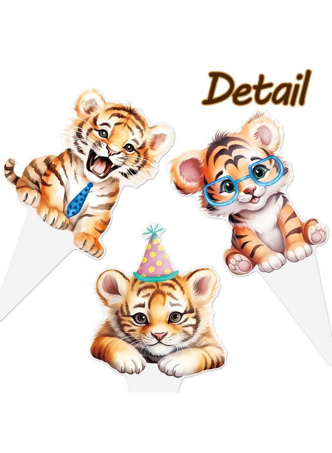 umoni Tiger Cupcake Toppers - 48Pcs Tiger Party Cupcake Picks & Cake Toppers for Safari Jungle Party Supplies - Image 5