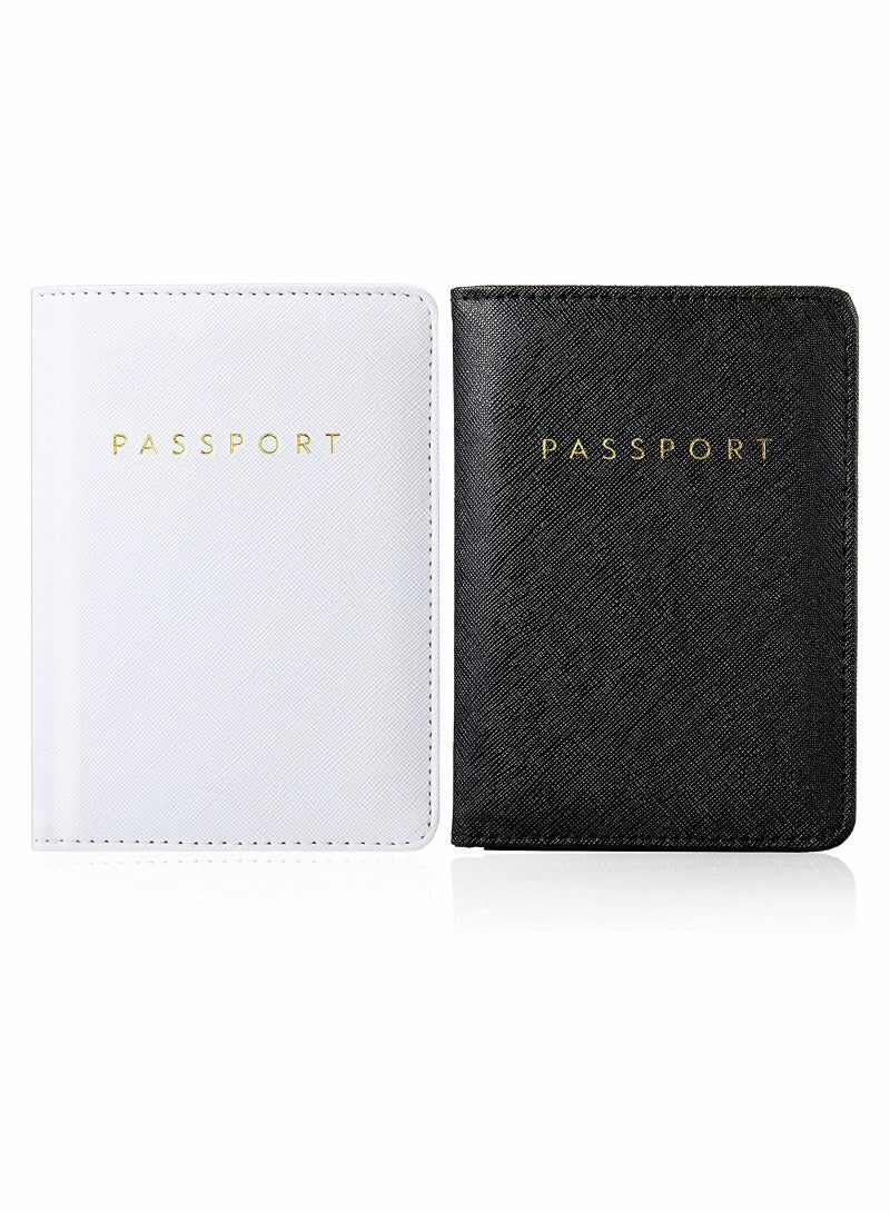 SYOSI 2Pack Bridal Passport Covers Holder Leather and Credit Card Combo Protector Case Travel Accessories for Women Men  - Image 1