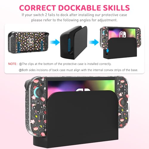 GLDRAM Cute Case for Nintendo Switch 2 (2025), Clear Glitter Sakura PC Protective Case + Split PC Joycon Cover, Hardshell Shock & Scratch Skin Protector Accessories for Girls - Cherry Blossom - Image 5