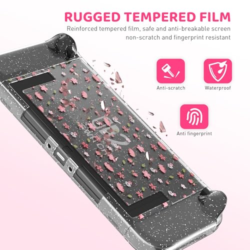 GLDRAM Cute Case for Nintendo Switch 2 (2025), Clear Glitter Sakura PC Protective Case + Split PC Joycon Cover, Hardshell Shock & Scratch Skin Protector Accessories for Girls - Cherry Blossom - Image 4