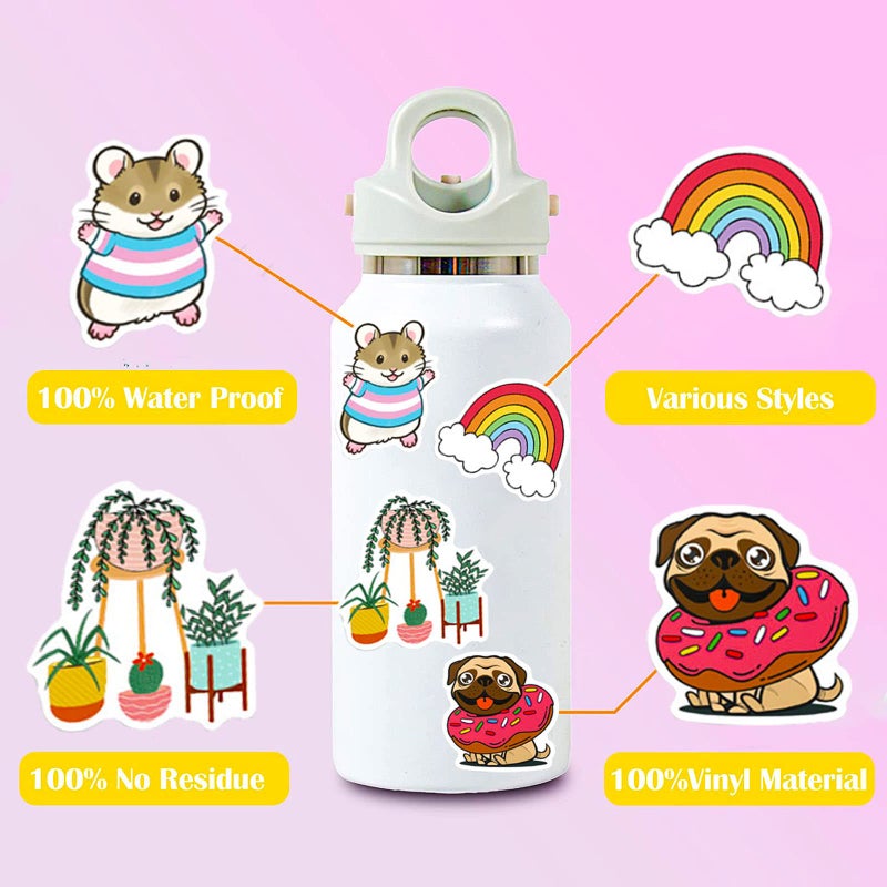 DothRayan Art Stickers for Kids Teens Adults, 100 Pcs Cute Aesthetic Vinyl Waterproof Stickers for Water Bottle, Laptop, Phone - Image 3