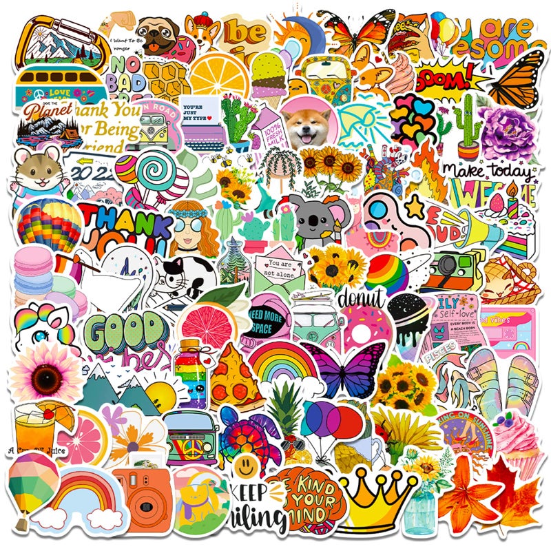 DothRayan Art Stickers for Kids Teens Adults, 100 Pcs Cute Aesthetic Vinyl Waterproof Stickers for Water Bottle, Laptop, Phone - Image 1