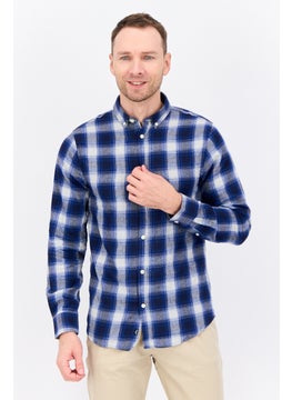 Threadbare Men Regular Fit Checkered Long Sleeves Casual Shirt, Blue Combo  - Image 1