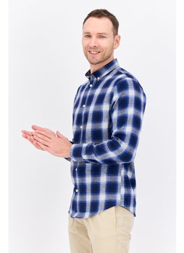 Threadbare Men Regular Fit Checkered Long Sleeves Casual Shirt, Blue Combo  - Image 3