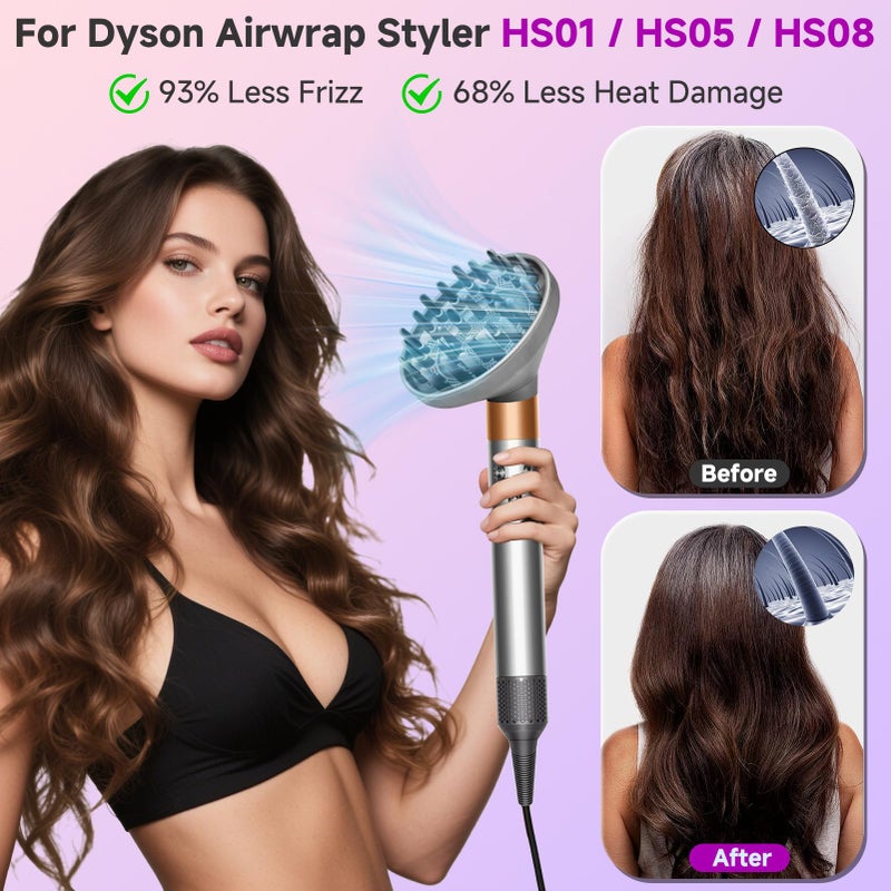 FFsign Upgraded Large Diffuser Attachment for Dy-son Airwrap Styler HS01, HS05, HS08, Converts to Hair Dryer, Fast Drying Wave & Curly & Thick, Heat Resistant Nylon Fiber Nozzle Attachments - Image 2