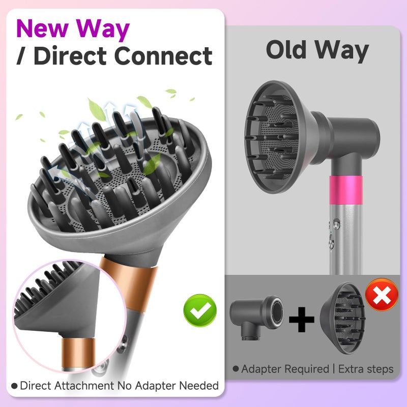 FFsign Upgraded Large Diffuser Attachment for Dy-son Airwrap Styler HS01, HS05, HS08, Converts to Hair Dryer, Fast Drying Wave & Curly & Thick, Heat Resistant Nylon Fiber Nozzle Attachments - Image 3