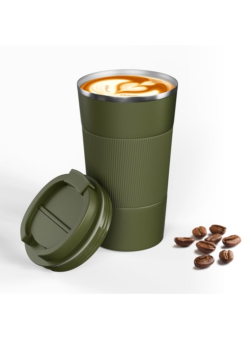 LEFAFA Travel Coffee Mug, 510ml Insulated Coffee Mug with Leakproof Lid,  Stainless Steel Coffee Tumbler, Reusable Coffee Cup for Hot and Cold(Green) - Image 1