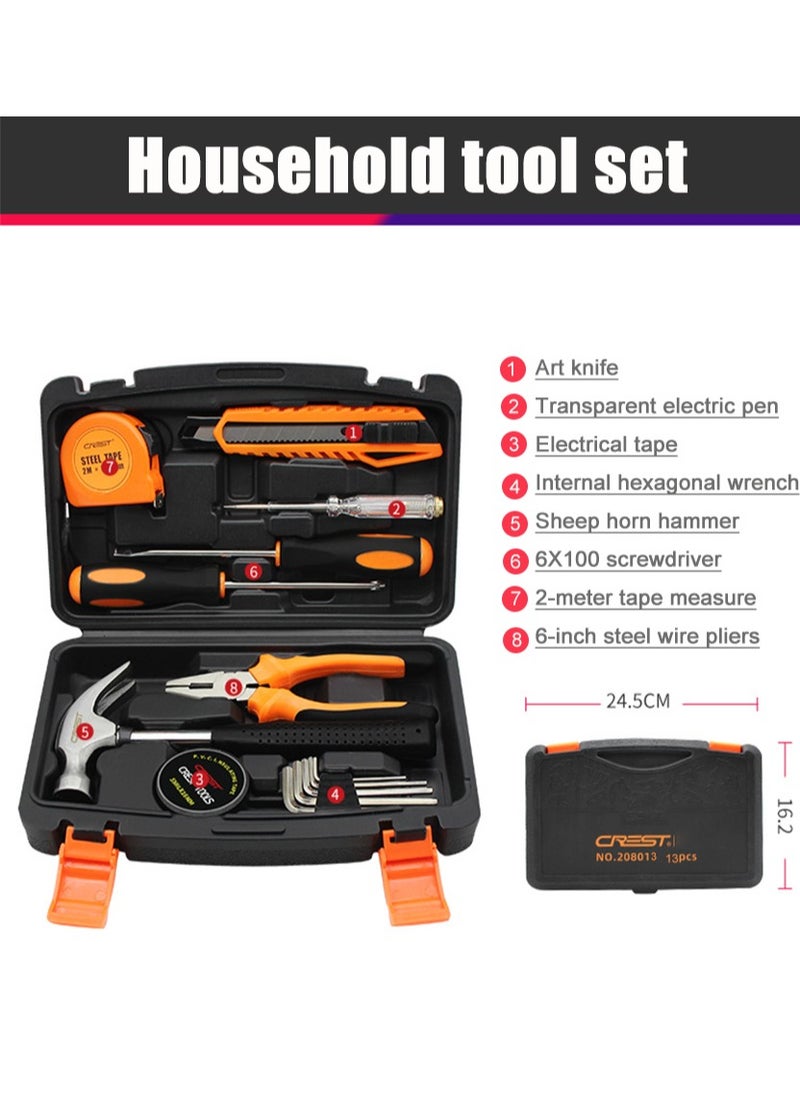 Crest 13-Piece Drive Socket Set Reversible Ratchet Wrench Alloy Steel Hardware Tools Sets Home Kit Combination Screwdriver Wrench Plier Repair Tools  - Image 2