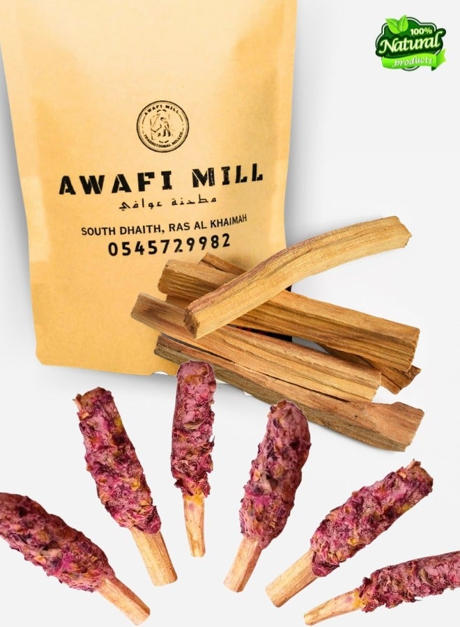 Awafi Mill Palo Santo Rose Fusion Smudge Pops | Beeswax Rose Oil Rose Petal Powder  - Image 1