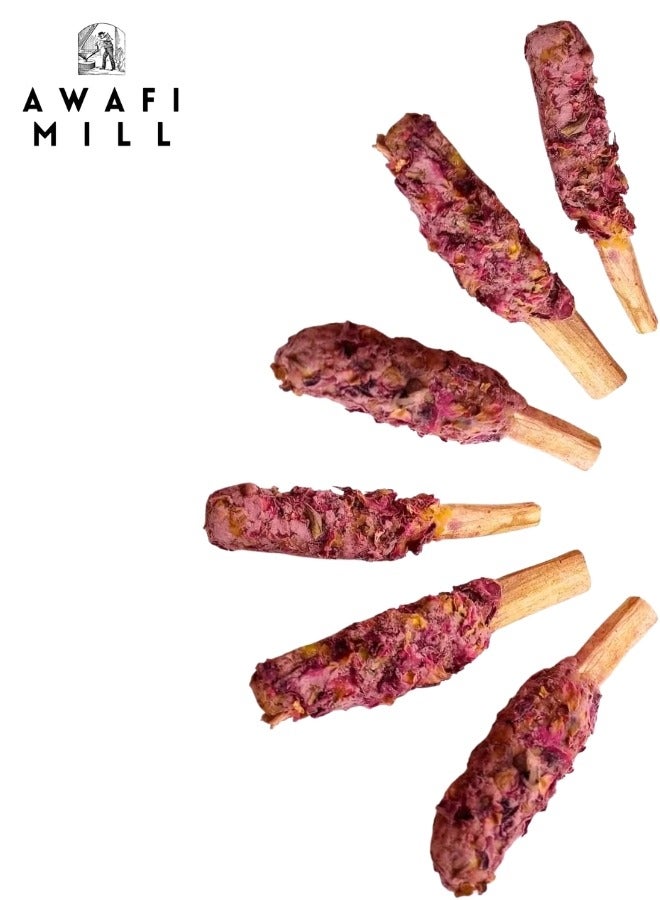 Awafi Mill Palo Santo Rose Fusion Smudge Pops | Beeswax Rose Oil Rose Petal Powder  - Image 2