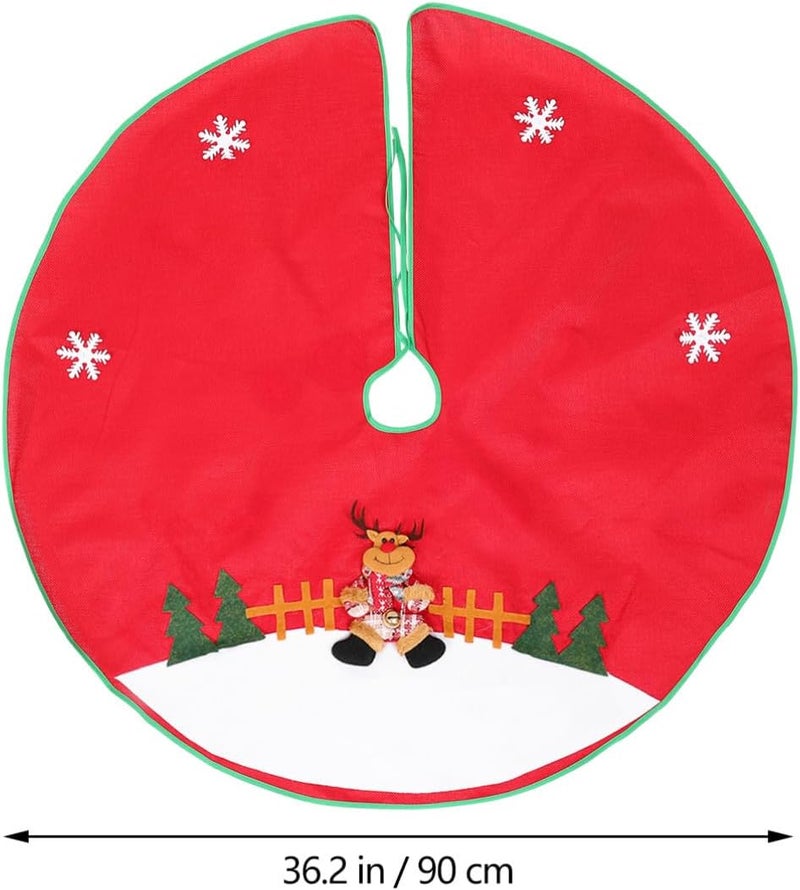 DOITOOL Christmas Tree Skirt Decorative Red Santa Claus and Reindeer Design Christmas Tree Apron Cover Holiday Party Bottom Cover for Xmas Seasonal Décor - Image 2