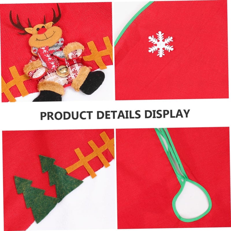 DOITOOL Christmas Tree Skirt Decorative Red Santa Claus and Reindeer Design Christmas Tree Apron Cover Holiday Party Bottom Cover for Xmas Seasonal Décor - Image 3