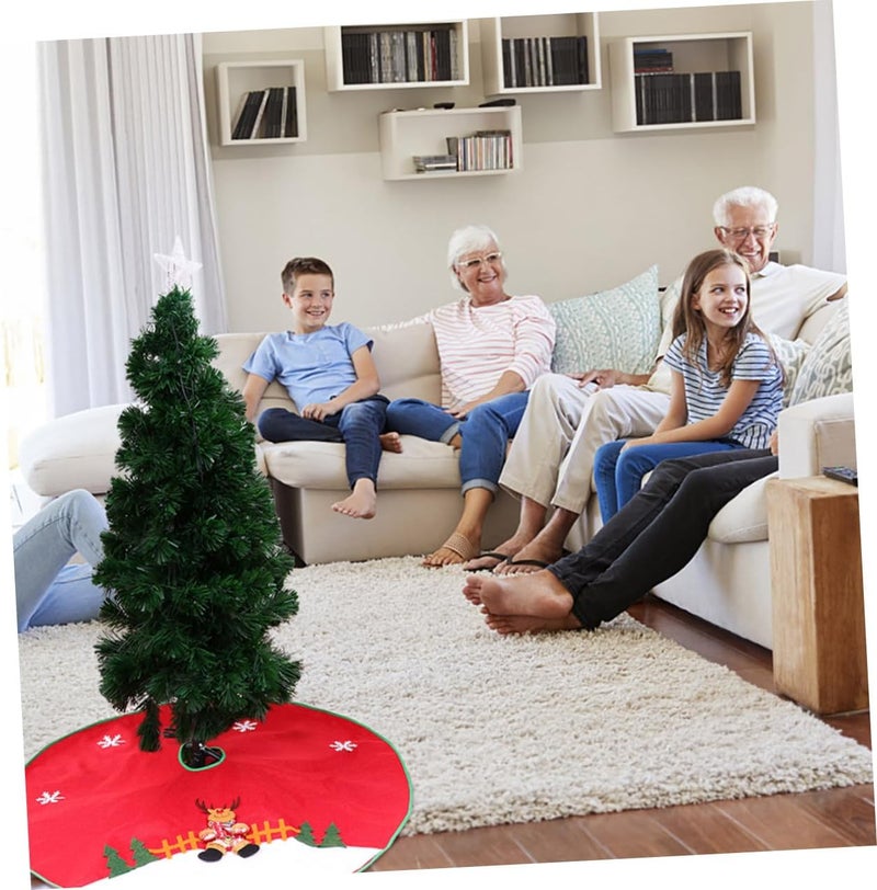 DOITOOL Christmas Tree Skirt Decorative Red Santa Claus and Reindeer Design Christmas Tree Apron Cover Holiday Party Bottom Cover for Xmas Seasonal Décor - Image 5
