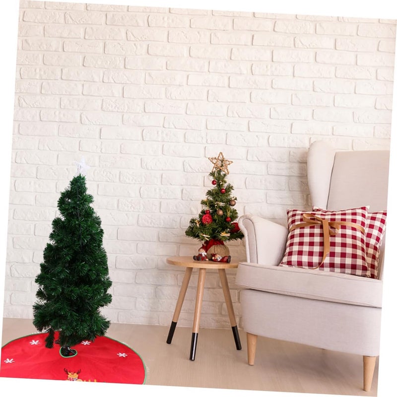 DOITOOL Christmas Tree Skirt Decorative Red Santa Claus and Reindeer Design Christmas Tree Apron Cover Holiday Party Bottom Cover for Xmas Seasonal Décor - Image 4