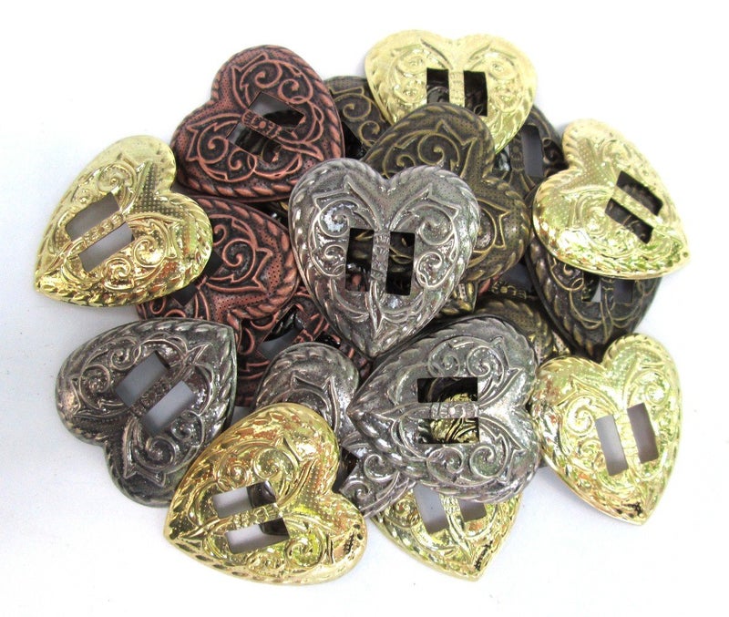 Dangerous Threads Conchos Western Heart Shape; Mixed Finishes, Slotted; 24 Pieces - Image 4