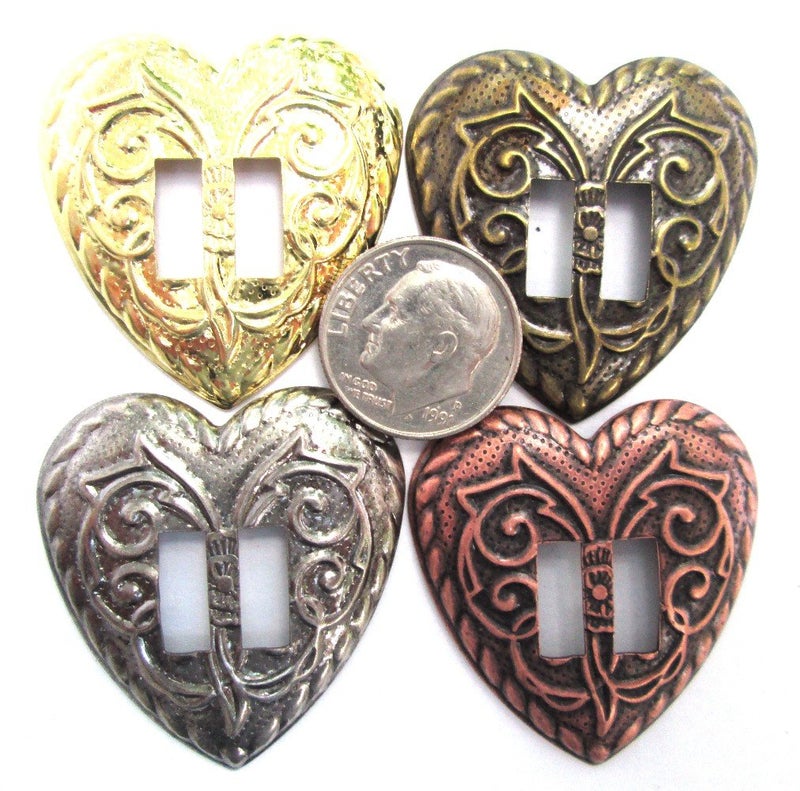 Dangerous Threads Conchos Western Heart Shape; Mixed Finishes, Slotted; 24 Pieces - Image 2
