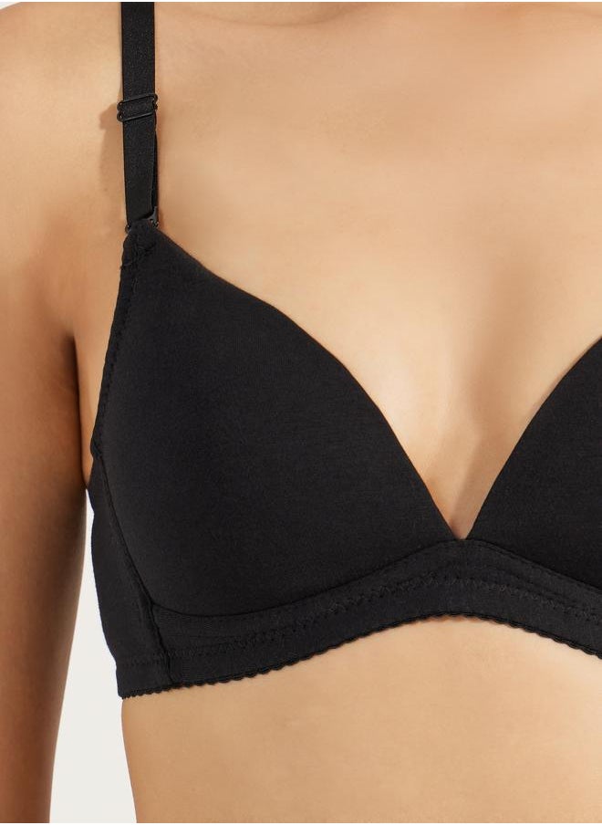 Pack of 3 - Padded Non Wired Basic Picot Elastic T-Shirt Bra