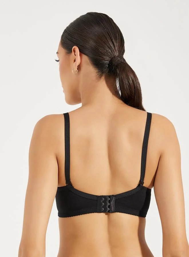 Styli Pack of 3 - Padded Non Wired Basic Picot Elastic T-Shirt Bra