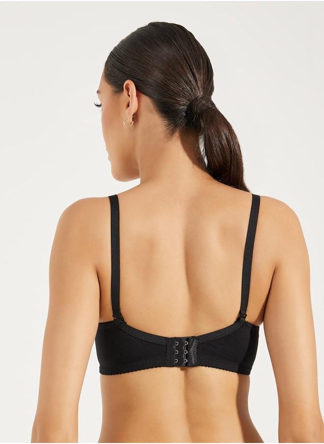 Pack of 3 - Padded Non Wired Basic Picot Elastic T-Shirt Bra