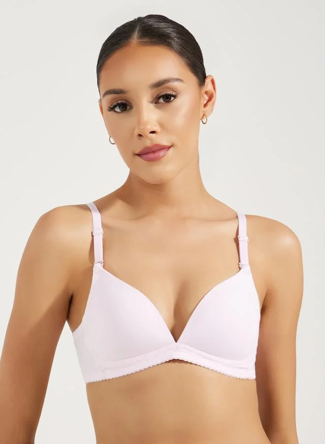 Styli Pack of 3 - Padded Non Wired Basic Picot Elastic T-Shirt Bra