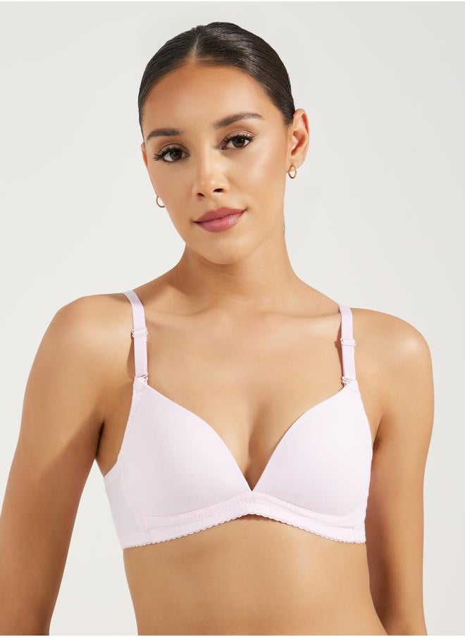 Pack of 3 - Padded Non Wired Basic Picot Elastic T-Shirt Bra