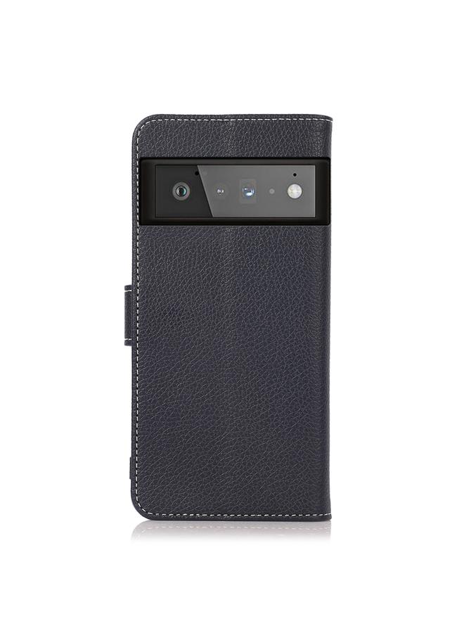 اس-توب جراب لهاتف Google Pixel 6 Pro مصنوع من جلد البولي يوريثان الحراري مع حامل وفتحات للبطاقات ومحفظة، بتصميم أفقي قابل للطي من الليتشي - Image 3