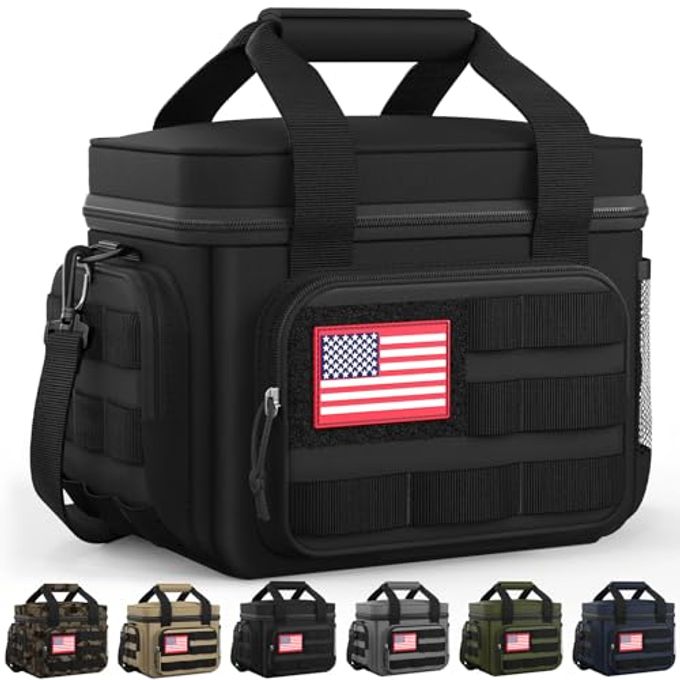 HOTOR Lunch Box for Men & Women - Insulated Lunch Bag with Multiple Pockets, Tactical Cooler Bag for Work, Hiking, Camping, Fishing, Travel, Black, 11.0" x 8.3" x 7.1" - Image 1