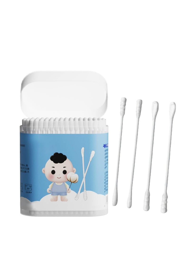ECVV 200 Count Baby Cotton Swabs Double-ended Spiral Head Earpick Cotton Tips Multipurpose Ear Spoon Cotton Buds for Ear, Beauty Care, Cleaning  - Image 1