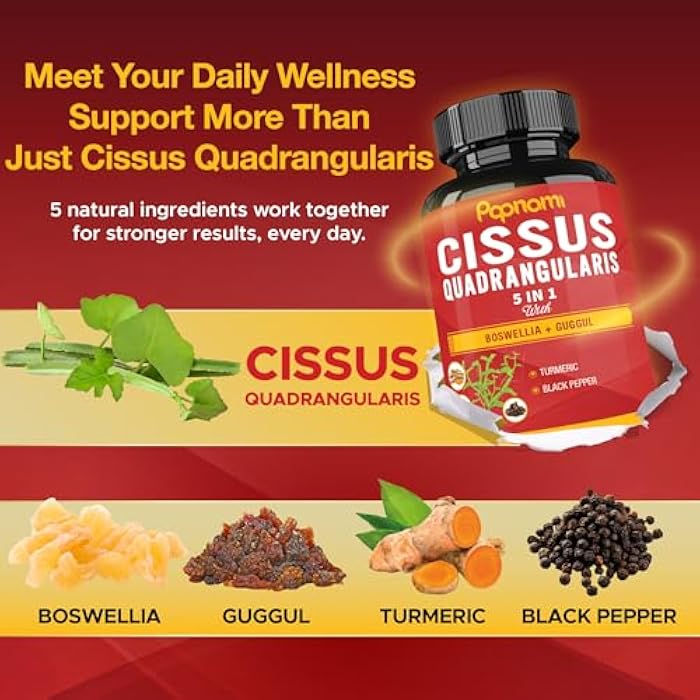 Papnami Super Cissus Quadrangularis Extract Capsules with Boswellia, Guggul, Turmeric, Pepper | 3 Months Supply - Image 4