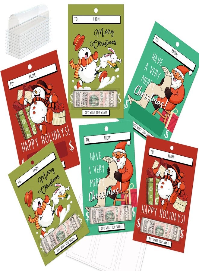 Spercy Snowman Christmas Money Holder Card, Set of 6, Adorable Gifting Money Card for Children, Holiday Money Gift Card - Image 1