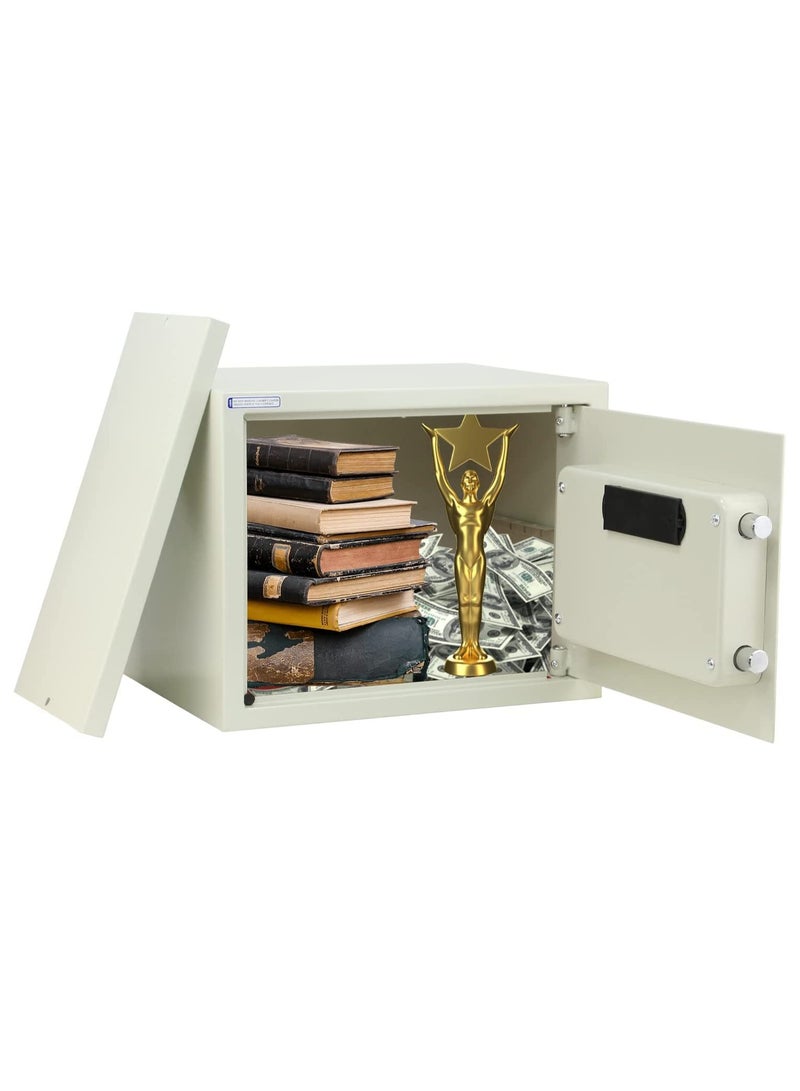 Rubik Safe Box, Large A4 Documents Size Security Locker with Digital Keypad and Key Lock for Cash Jewelry Passports Home Office (Size 30x38x30cm) Off White - Image 4