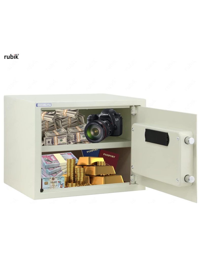 Rubik Safe Box, Large A4 Documents Size Security Locker with Digital Keypad and Key Lock for Cash Jewelry Passports Home Office (Size 30x38x30cm) Off White - Image 3