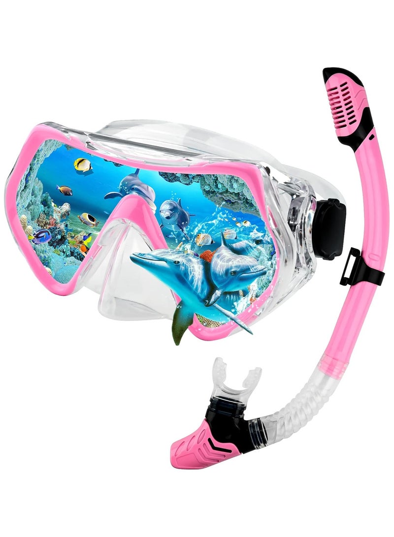 AROAQ Dry Snorkel Set Adults Professional,Anti-fog Diving Mask 180° Panoramic Ultra-Clear Snorkel Mask Anti-leak Diving Tube Set Free Breath Scuba Diving Goggle Adjustable for Men Women - Image 1
